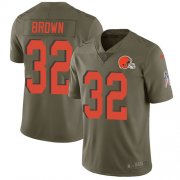 Wholesale Cheap Nike Browns #32 Jim Brown Olive Men's Stitched NFL Limited 2017 Salute To Service Jersey