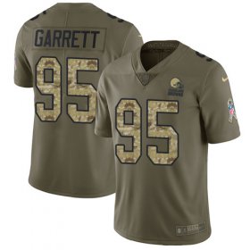 Wholesale Cheap Nike Browns #95 Myles Garrett Olive/Camo Youth Stitched NFL Limited 2017 Salute to Service Jersey