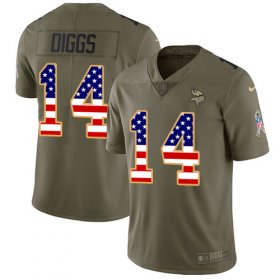 Wholesale Cheap Nike Vikings #14 Stefon Diggs Olive/USA Flag Men\'s Stitched NFL Limited 2017 Salute To Service Jersey