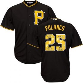 Wholesale Cheap Pirates #25 Gregory Polanco Black Team Logo Fashion Stitched MLB Jersey