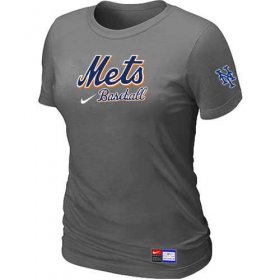 Wholesale Cheap Women\'s New York Mets Nike Short Sleeve Practice MLB T-Shirt Crow Grey