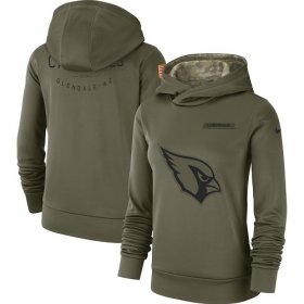 Wholesale Cheap Women\'s Arizona Cardinals Nike Olive Salute to Service Sideline Therma Performance Pullover Hoodie