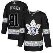 Wholesale Cheap Adidas Maple Leafs #91 John Tavares Black Authentic Team Logo Fashion Stitched NHL Jersey