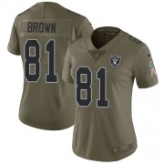 Wholesale Cheap Nike Raiders #81 Tim Brown Olive Women's Stitched NFL Limited 2017 Salute to Service Jersey