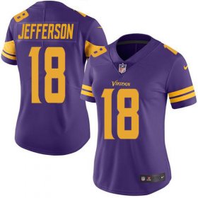 Wholesale Cheap Nike Vikings #18 Justin Jefferson Purple Women\'s Stitched NFL Limited Rush Jersey
