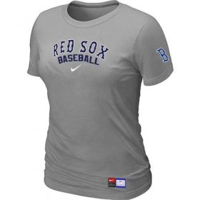 Wholesale Cheap Women\'s Boston Red Sox Nike Short Sleeve Practice MLB T-Shirt Light Grey
