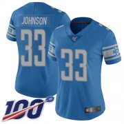 Wholesale Cheap Nike Lions #33 Kerryon Johnson Blue Team Color Women's Stitched NFL 100th Season Vapor Limited Jersey