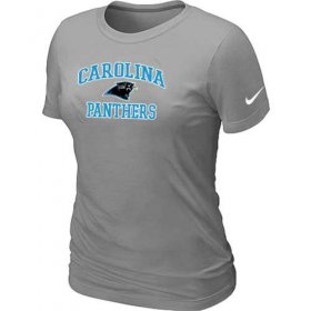 Wholesale Cheap Women\'s Nike Carolina Panthers Heart & Soul NFL T-Shirt Light Grey