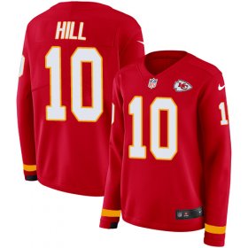 Wholesale Cheap Nike Chiefs #10 Tyreek Hill Red Team Color Women\'s Stitched NFL Limited Therma Long Sleeve Jersey