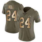 Wholesale Cheap Nike Bengals #24 Vonn Bell Olive/Gold Women's Stitched NFL Limited 2017 Salute To Service Jersey