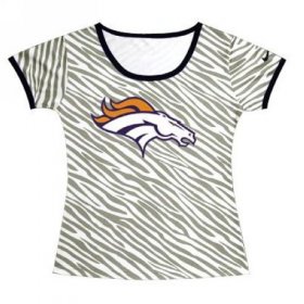 Wholesale Cheap Women\'s Denver Broncos Sideline Legend Authentic Logo Zebra Stripes T-Shirt