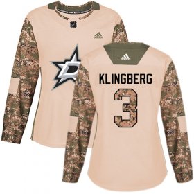 Wholesale Cheap Adidas Stars #3 John Klingberg Camo Authentic 2017 Veterans Day Women\'s Stitched NHL Jersey