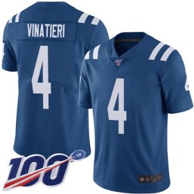 Wholesale Cheap Nike Colts #4 Adam Vinatieri Royal Blue Team Color Men\'s Stitched NFL 100th Season Vapor Limited Jersey