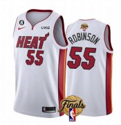 Wholesale Cheap Men's Miami Heat #55 Duncan Robinson White 2023 Finals Association Edition With NO.6 Patch Stitched Basketball Jersey