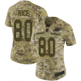 Wholesale Cheap Nike 49ers #80 Jerry Rice Camo Women\'s Stitched NFL Limited 2018 Salute to Service Jersey