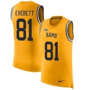 Wholesale Cheap Nike Rams #81 Gerald Everett Gold Men's Stitched NFL Limited Rush Tank Top Jersey