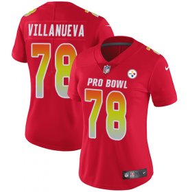 Wholesale Cheap Nike Steelers #78 Alejandro Villanueva Red Women\'s Stitched NFL Limited AFC 2018 Pro Bowl Jersey