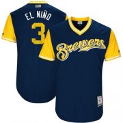 Wholesale Cheap Brewers #3 Orlando Arcia Navy "El Nino" Players Weekend Authentic Stitched MLB Jersey