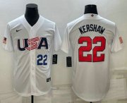 Cheap Mens USA Baseball #22 Clayton Kershaw Number 2023 White World Baseball Classic Stitched Jersey