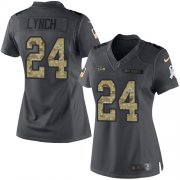Wholesale Cheap Nike Seahawks #24 Marshawn Lynch Black Women's Stitched NFL Limited 2016 Salute to Service Jersey