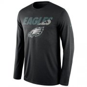 Wholesale Cheap Men's Philadelphia Eagles Nike Black Legend Staff Practice Long Sleeves Performance T-Shirt