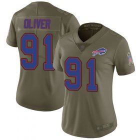 Wholesale Cheap Nike Bills #91 Ed Oliver Olive Women\'s Stitched NFL Limited 2017 Salute to Service Jersey