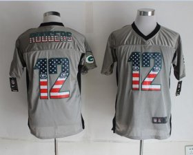 Wholesale Cheap Nike Packers #12 Aaron Rodgers Grey Men\'s Stitched NFL Elite USA Flag Fashion Jersey