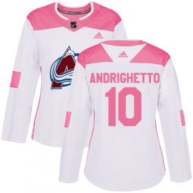 Wholesale Cheap Adidas Avalanche #10 Sven Andrighetto White/Pink Authentic Fashion Women\'s Stitched NHL Jersey