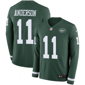 Wholesale Cheap Nike Jets #11 Robby Anderson Green Team Color Men\'s Stitched NFL Limited Therma Long Sleeve Jersey