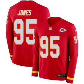 Wholesale Cheap Nike Chiefs #95 Chris Jones Red Team Color Men\'s Stitched NFL Limited Therma Long Sleeve Jersey