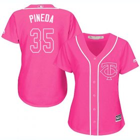 Wholesale Cheap Twins #35 Michael Pineda Pink Fashion Women\'s Stitched MLB Jersey