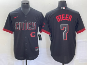 Wholesale Cheap Men's Cincinnati Reds #7 Spencer Steer Black 2023 City Connect Cool Base Stitched Baseball Jersey