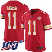 Wholesale Cheap Nike Chiefs #11 Demarcus Robinson Red Team Color Youth Stitched NFL 100th Season Vapor Limited Jersey