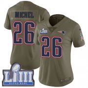 Wholesale Cheap Nike Patriots #26 Sony Michel Olive Super Bowl LIII Bound Women's Stitched NFL Limited 2017 Salute to Service Jersey