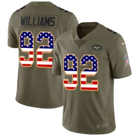 Wholesale Cheap Nike Jets #92 Leonard Williams Olive/USA Flag Men\'s Stitched NFL Limited 2017 Salute To Service Jersey