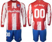 Wholesale Cheap Men 2021-2022 Club Atletico Madrid home red Long Sleeve customized Soccer Jersey