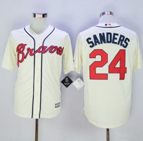 Wholesale Cheap Braves #24 Deion Sanders Cream New Cool Base Stitched MLB Jersey
