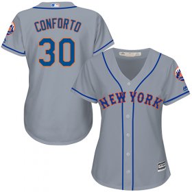 Wholesale Cheap Mets #30 Michael Conforto Grey Road Women\'s Stitched MLB Jersey