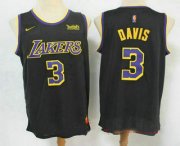 Wholesale Cheap Men's Los Angeles Lakers #3 Anthony Davis Black Nike Swingman 2021 Earned Edition Stitched Jersey With NEW Sponsor Logo