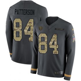 Wholesale Cheap Nike Bears #84 Cordarrelle Patterson Anthracite Salute to Service Men\'s Stitched NFL Limited Therma Long Sleeve Jersey