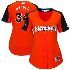 Wholesale Cheap Nationals #34 Bryce Harper Orange 2017 All-Star National League Women\'s Stitched MLB Jersey