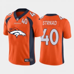 Wholesale Cheap Denver Broncos #40 Justin Strnad Orange Men\'s Nike Big Team Logo Player Vapor Limited NFL Jersey