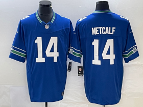Wholesale Cheap Men\'s Seattle Seahawks #14 D.K. Metcalf Royal 2023 F.U.S.E. Vapor Limited Throwback Stitched Jersey