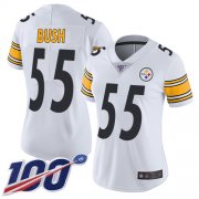 Wholesale Cheap Nike Steelers #55 Devin Bush White Women's Stitched NFL 100th Season Vapor Limited Jersey