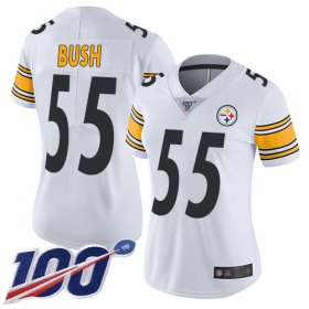 Wholesale Cheap Nike Steelers #55 Devin Bush White Women\'s Stitched NFL 100th Season Vapor Limited Jersey