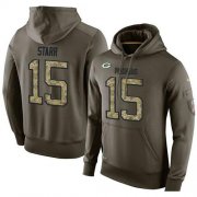Wholesale Cheap NFL Men's Nike Green Bay Packers #15 Bart Starr Stitched Green Olive Salute To Service KO Performance Hoodie