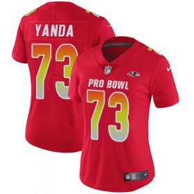 Wholesale Cheap Nike Ravens #73 Marshal Yanda Red Women\'s Stitched NFL Limited AFC 2019 Pro Bowl Jersey