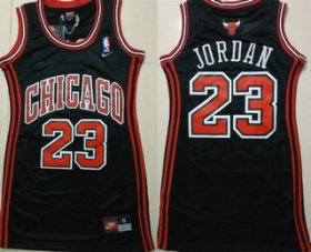 Wholesale Cheap Women\'s Chicago Bulls #23 Michael Jordan Black Dress Jersey
