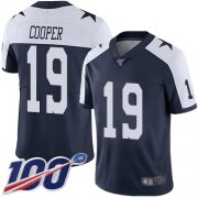 Wholesale Cheap Nike Cowboys #19 Amari Cooper Navy Blue Thanksgiving Men's Stitched NFL 100th Season Vapor Throwback Limited Jersey