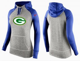 Wholesale Cheap Women\'s Nike Green Bay Packers Performance Hoodie Grey & Blue